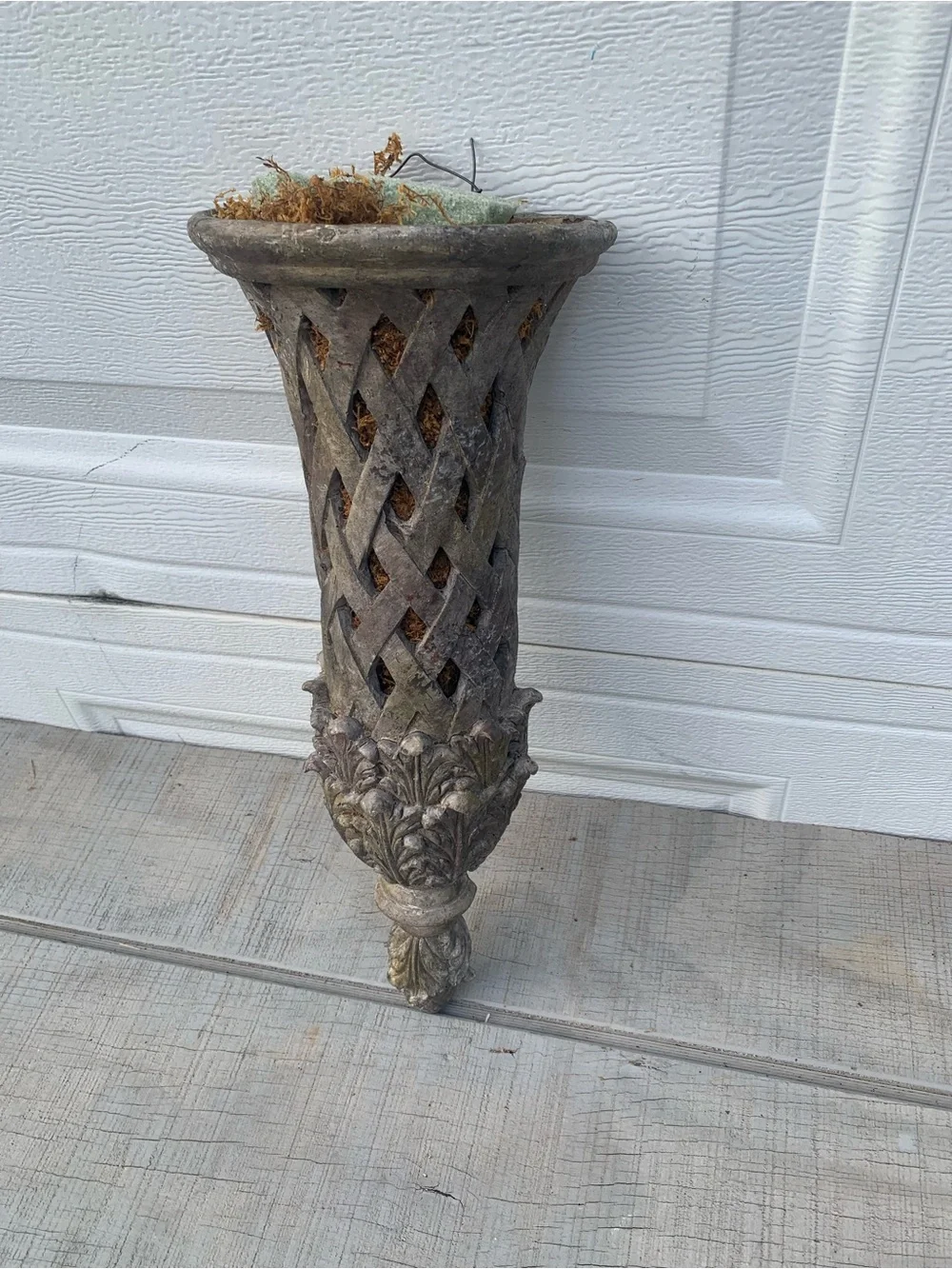 Vintage Wall Cornucopia Planter Horn Basket Resin Acanthus Floral 18”Wall Packet